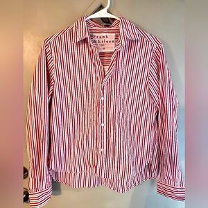 FRANK & EILEEN "Stivio" Red & Blue Striped Button Up Shirt Womens Size XS
